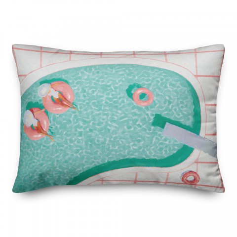 Girls At The Pool 14x20 Spun Poly Pillow