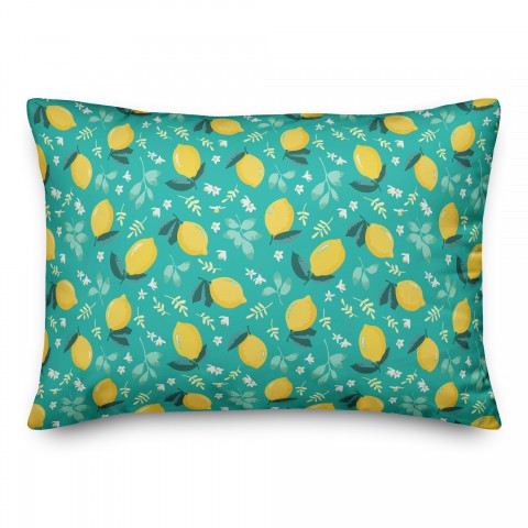 Lemon  Teal 14x20 Spun Poly Pillow