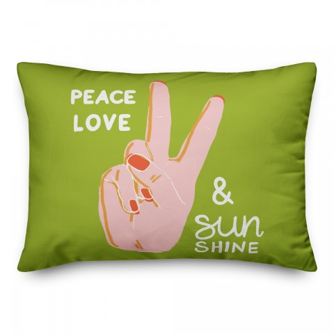 Peace Love Sunshine Green 14x20 Spun Poly Pillow