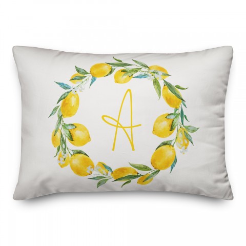 Lemon Monogram 14x20 Personalized Spun Poly Pillow