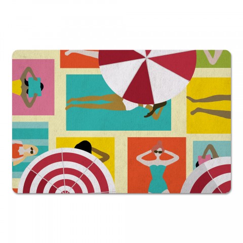 Retro Aerial Beach View Bright 27x18 Floor Mat