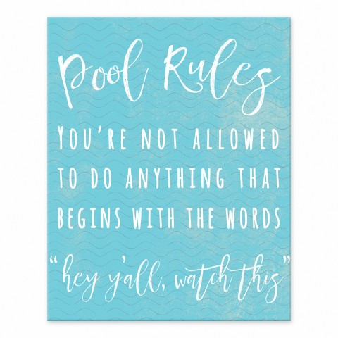 Pool Rules Waves 8x10 Tabletop Canvas