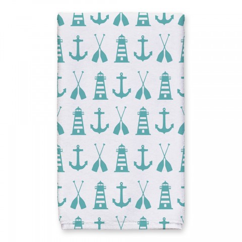 Nautical Icons Teal Tea Towel