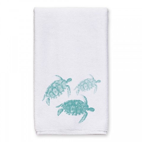 Watercolor Sea Turtles Teal Tea Towel
