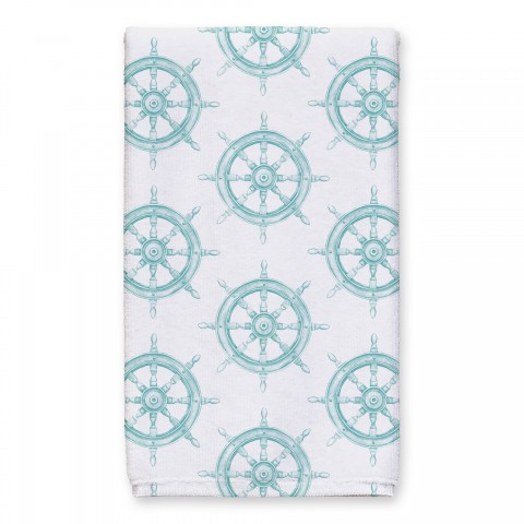 Boat Wheel Teal Tea Towel