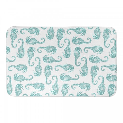 Watercolor Seahorse Bath Mat