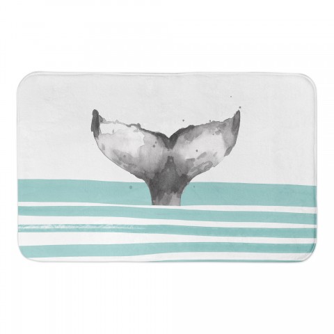 Whale Tail Stripes Bath Mat