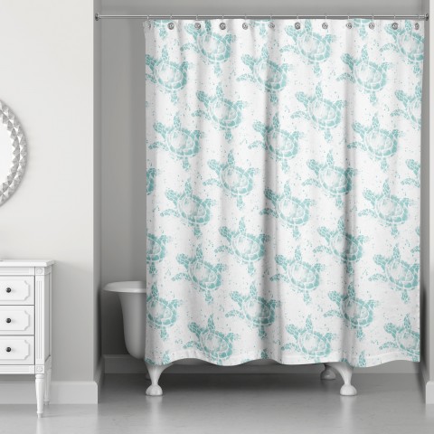 Splatter Sea Turtle Shower Curtain