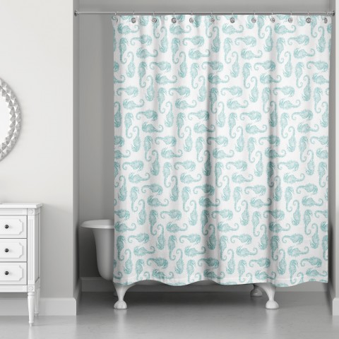 Watercolor Seahorse Shower Curtain