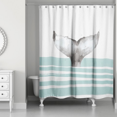 Whale Tail Stripes Shower Curtain