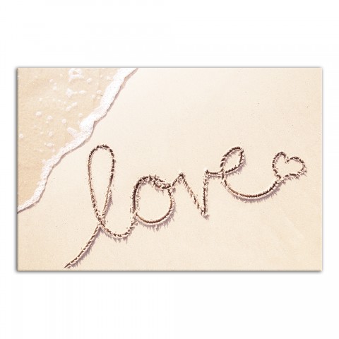 Love Written In Sand 18x12 Canvas Wall Art