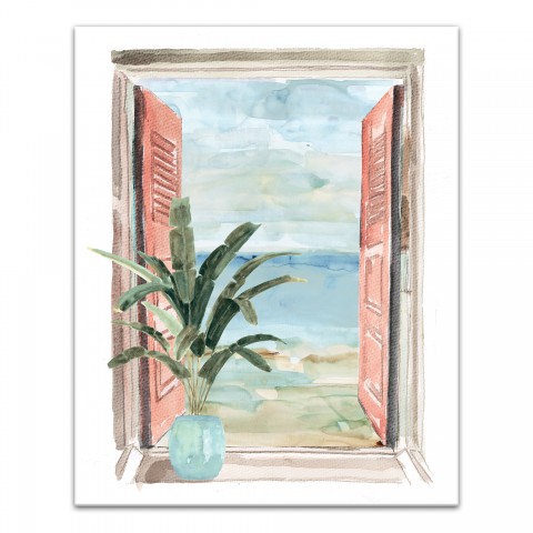 Ocean View Window 16x20 Canvas Wall Art