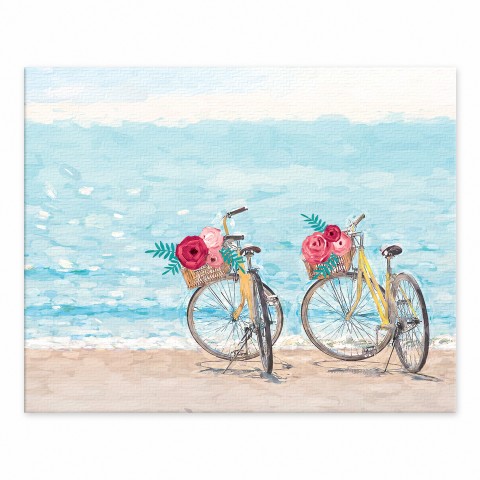Two Bikes By The Sea 10x8 Tabletop Canvas