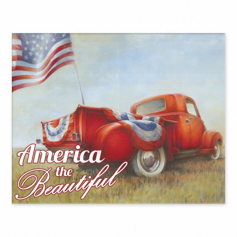 Patriotic Truck 10x8 Tabletop Canvas