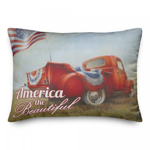 Patriotic Truck 14x20 Spun Poly Pillow