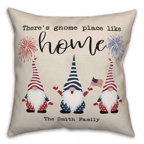 Patriotic Gnomes Personalized 18x18 Spun Poly Pillow