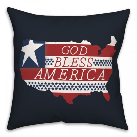 God Bless America Map Outline 18x18 Spun Poly Pillow