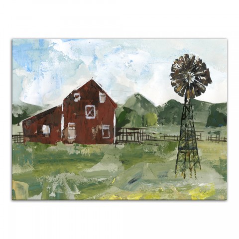 Painterly Farm Landscape 24x18 Canvas Wall Art