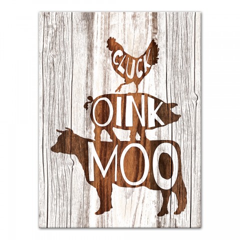 Cluck Oink Moo 12x16 Canvas Wall Art