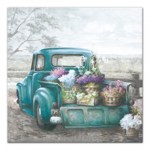 Truckbed Bright Flowers 30x30 Canvas Wall Art
