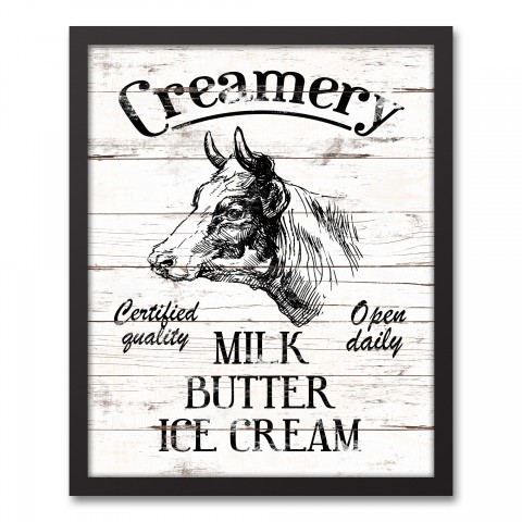 Creamery Sign 16x20 Black Framed Canvas