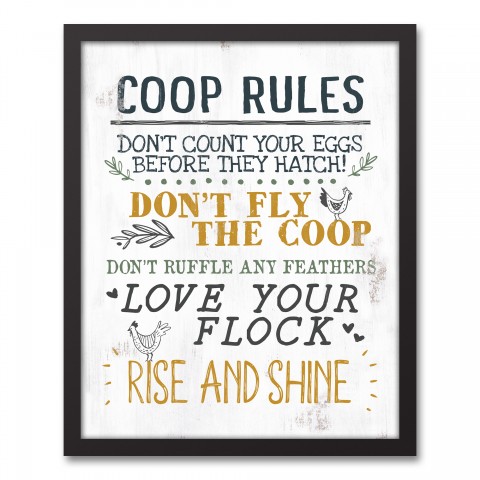 Coop Rules On White Wood 16x20 Black Framed Canvas