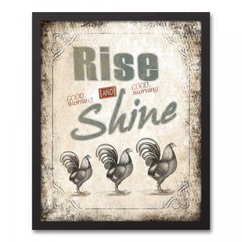 Rise And Shine Roosters 16x20 Black Framed Canvas