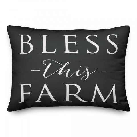 Bless This Farm Black 14x20 Spun Poly Pillow