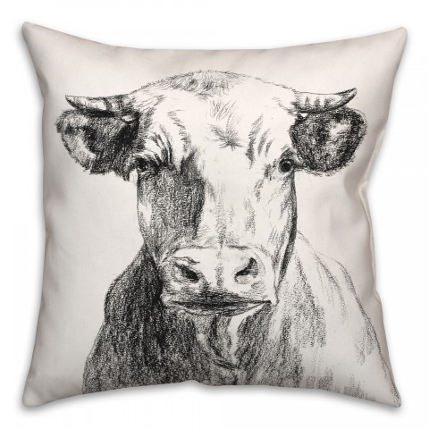 Cow Sketch 18x18 Spun Poly Pillow