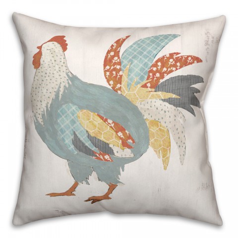 Pattern Feather Rooster 18x18 Spun Poly Pillow