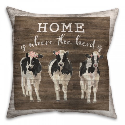 Home Is Where The Herd Is 18x18 Spun Poly Pillow
