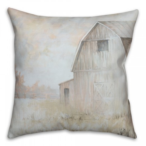 Pink Yellow Barn  18x18 Spun Poly Pillow