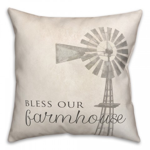 Bless Our Farmhouse Windmill 18x18 Spun Poly Pillow