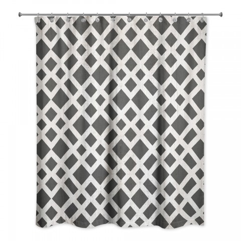 Gray White Wood Fence Pattern 71x74 Shower Curtain