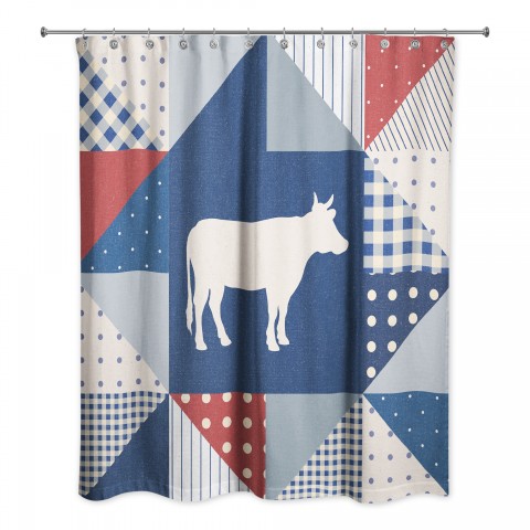 Farmhouse Cow Quilt 71x74 Shower Curtain