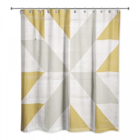 Yellow Gray Barn Star 71x74 Shower Curtain