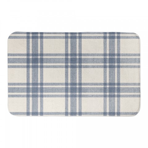 Faded Blue Plaid 34x21 Bath Mat
