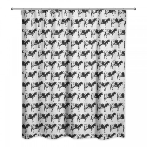 Black Cow Pattern 71x74 Shower Curtain