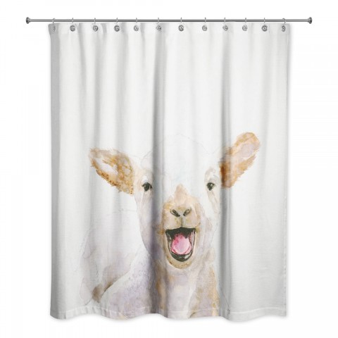 Happy Baby Goat Painting 71x74 Shower Curtain
