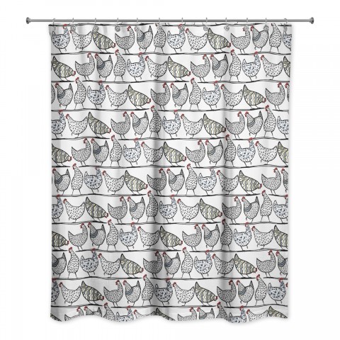 Chicken Sketch Pattern 71x74 Shower Curtain