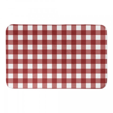 Red White Buffalo Check 34x21 Bath Mat