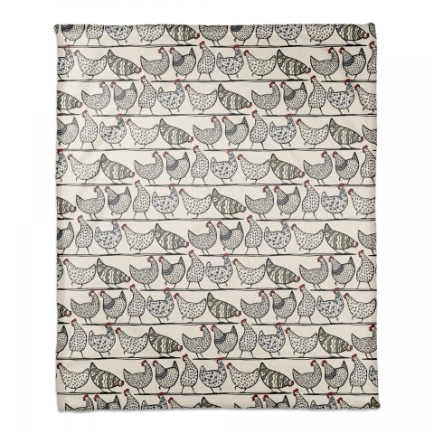 Chicken Sketch Pattern 50x60 Coral Fleece Blanket