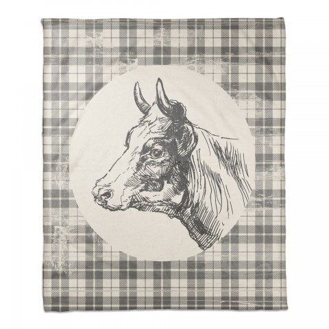 Gray Plaid Cow 50x60 Coral Fleece Blanket