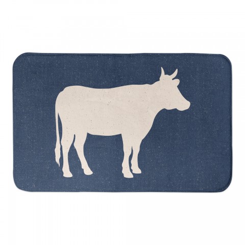 Cow Blue Canvas 34x21 Bath Mat