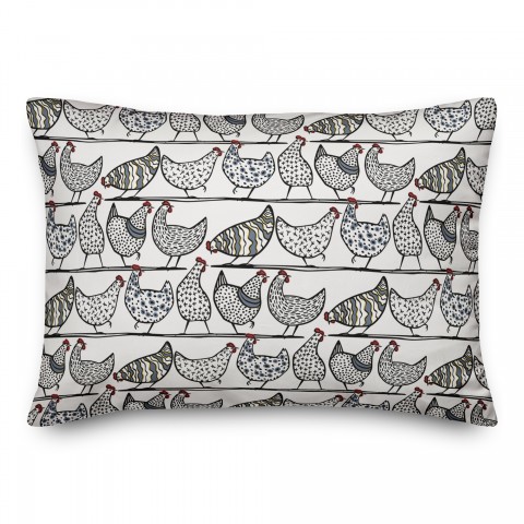 Chicken Sketch Pattern 14x20 Spun Poly Pillow