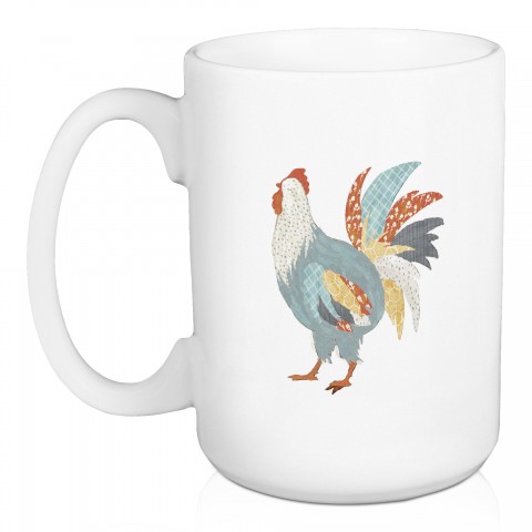 Pattern Feather Rooster 15 oz Mug