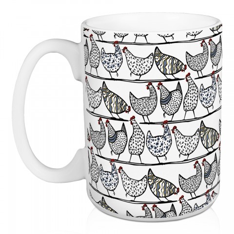 Chicken Sketch Pattern 15 oz Mug