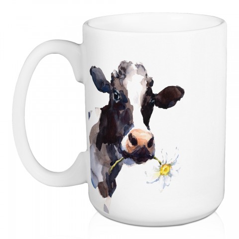 Cow With Daisy 15 oz Mug