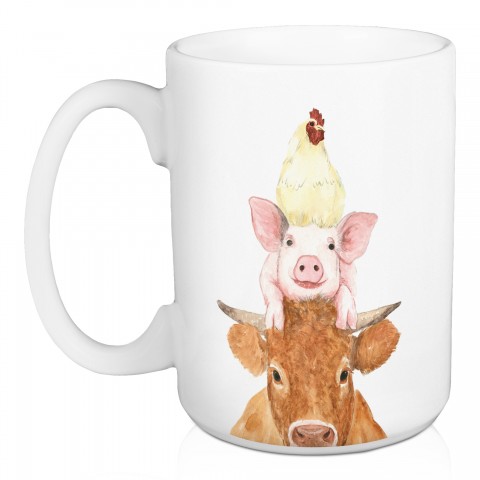 Stacked Farm Animals 15 oz Mug