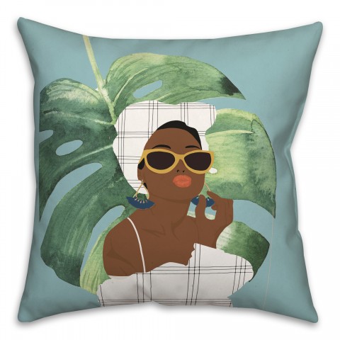 Palm Girl 16x16 Spun Poly Pillow